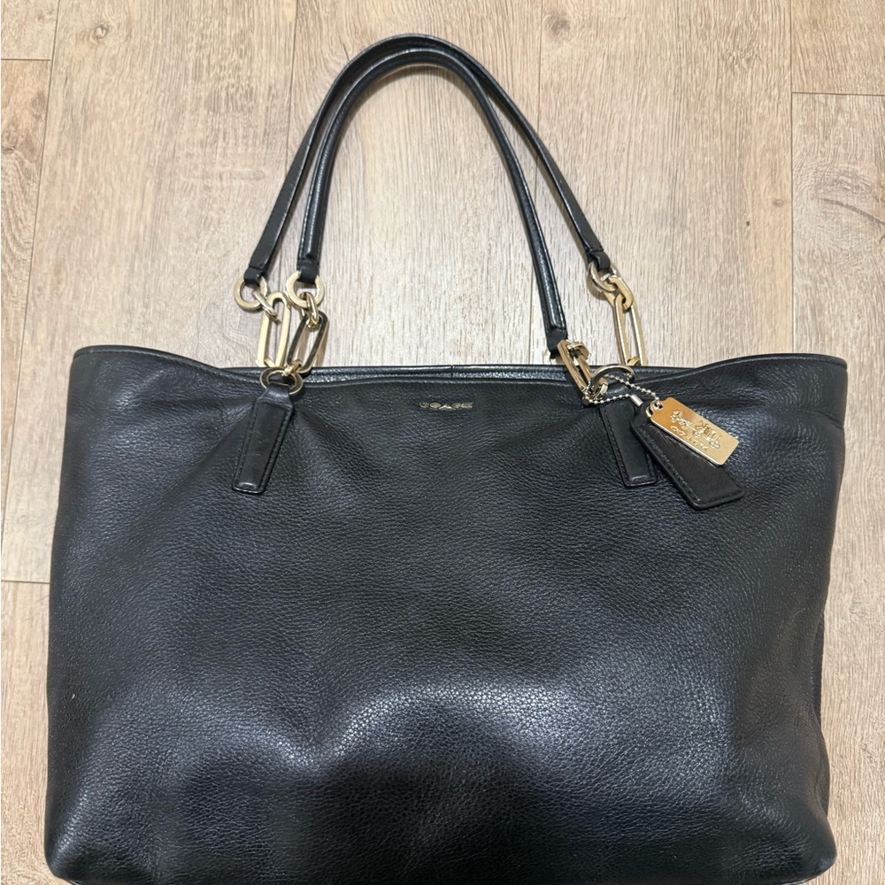 Coach Black Leather Madison Tote Bag